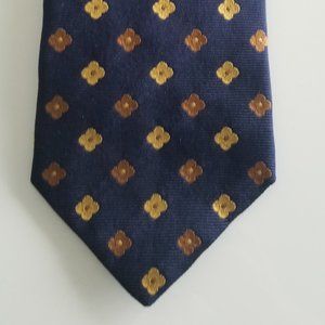 PAUL STUART Navy Follard Print Silk Tie (Italy)